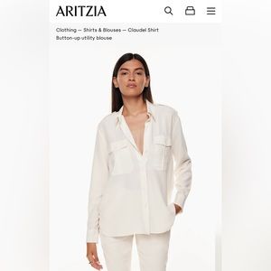 NEW with TAG! BABATON ARITZIA “CLAUDEL” UTILITY BUTTON UP SHIRT IN BIRCH Sz: MED